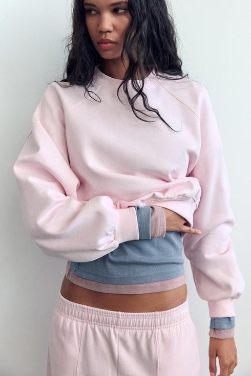 ZARA CARROT FIT PLUSH FLEECE TROUSERS